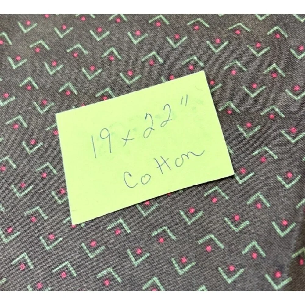 Brown Cotton Fabric Piece Chevron & Dots Pattern 19
